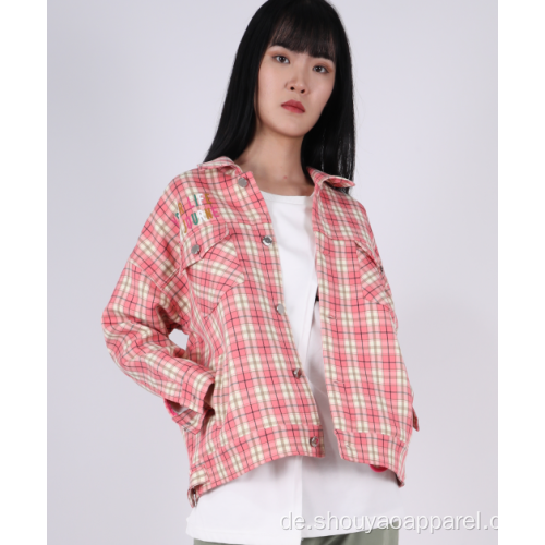 LADIES CROPPED CHECK JACKE